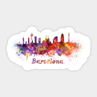 Barcelona skyline in watercolor Sticker